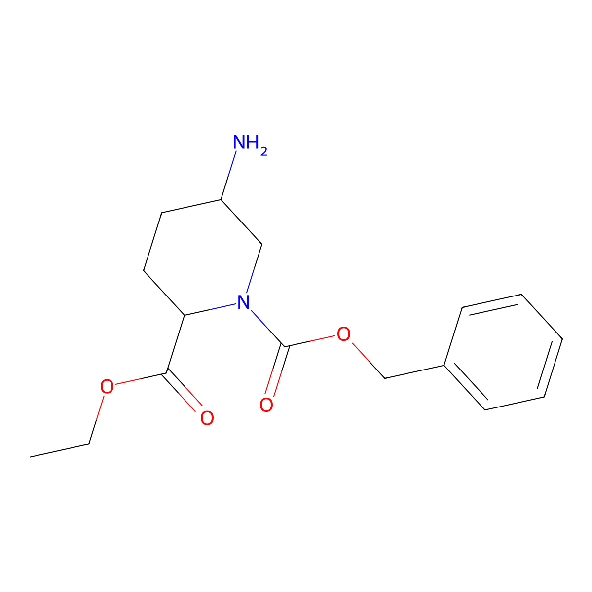 Rel-1-benzyl 2-ethyl (2S,5S)-5-aminopiperidine-1,2-dicarboxylate molecular structure, CAS 1078129-21-1