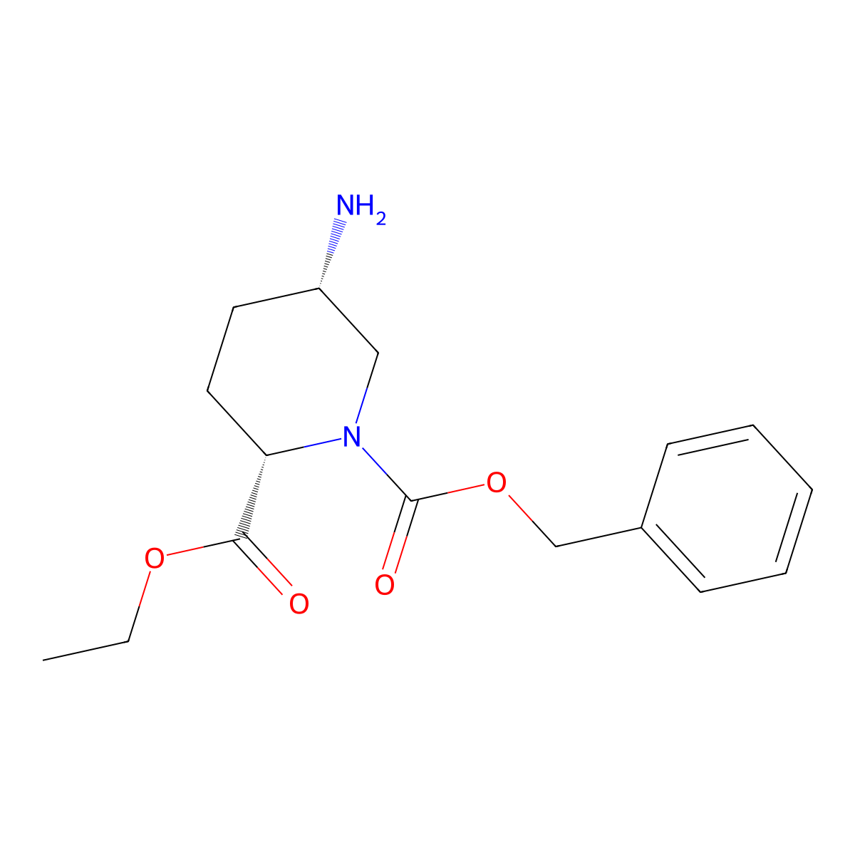 Rel-1-benzyl 2-ethyl (2S,5S)-5-aminopiperidine-1,2-dicarboxylate molecular structure, CAS 1078129-21-1