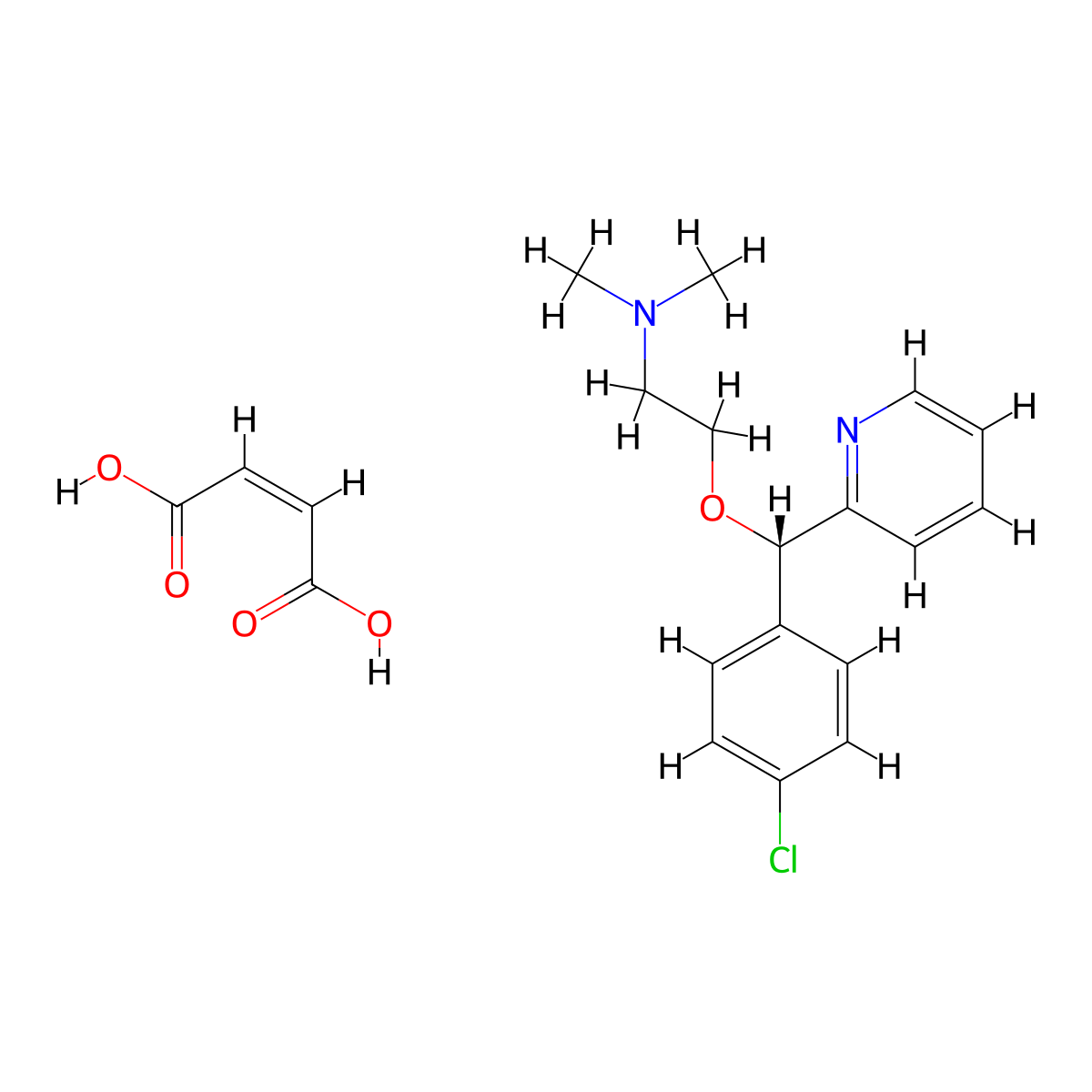(S)-carbinoxamine maleate molecular structure, CAS 1078131-59-5