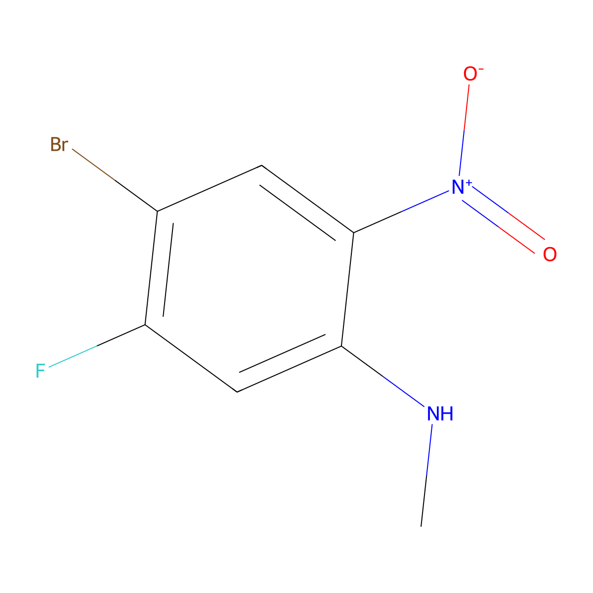 4-bromo-5-fluoro-N-methyl-2-nitroaniline molecular structure, CAS 1078136-90-9