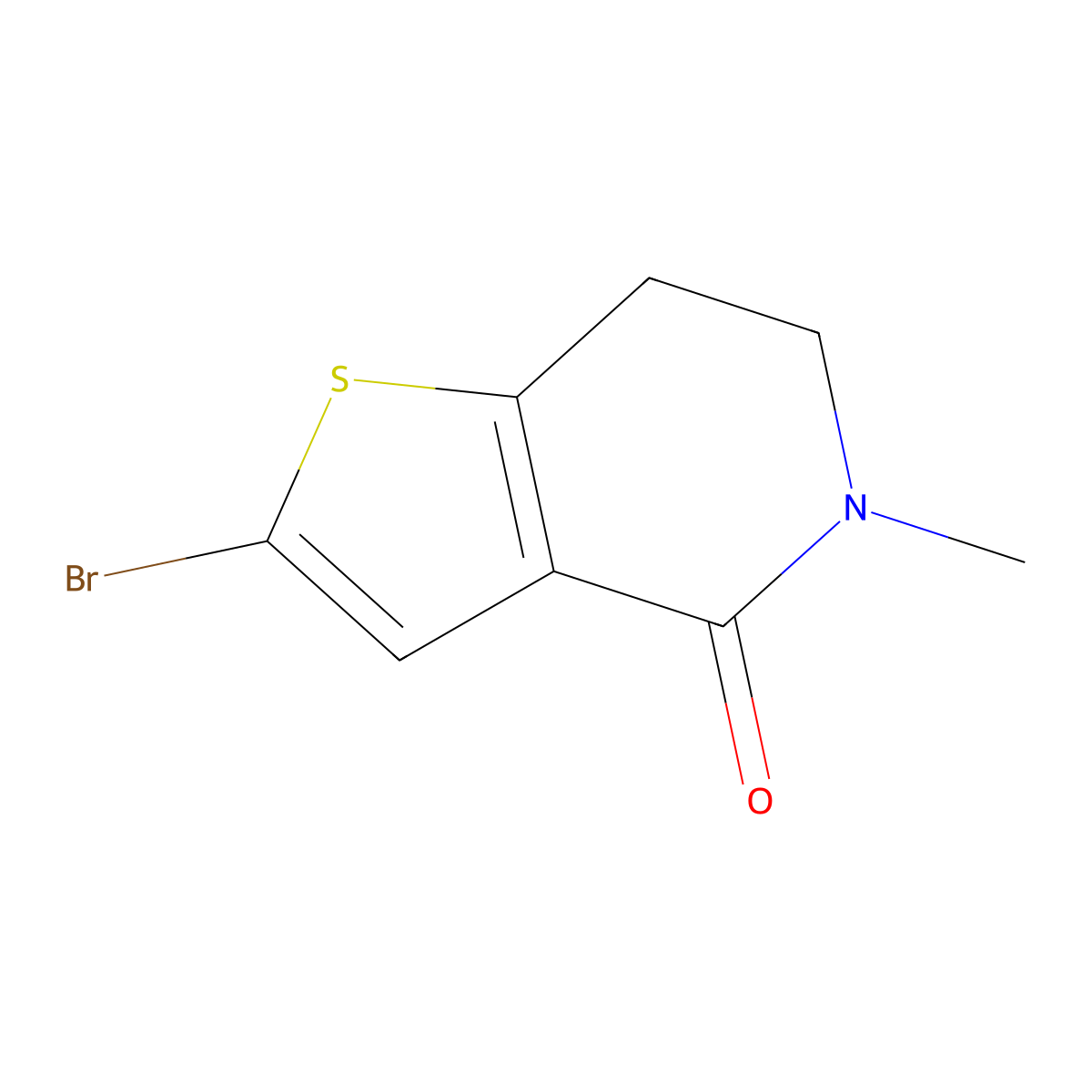 2-bromo-5-methyl-4H,5H,6H,7H-thieno(3,2-c)pyridin-4-one molecular structure, CAS 1078150-14-7