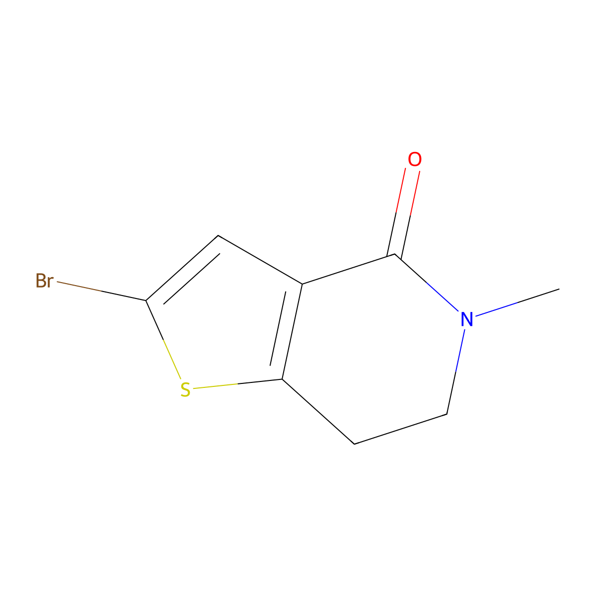 2-bromo-5-methyl-4H,5H,6H,7H-thieno(3,2-c)pyridin-4-one molecular structure, CAS 1078150-14-7