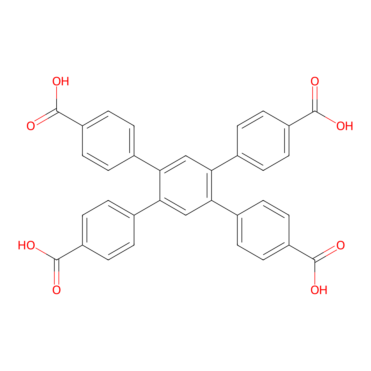 1,2,4,5-Tetrakis(4-carboxyphenyl)benzene molecular structure, CAS 1078153-58-8