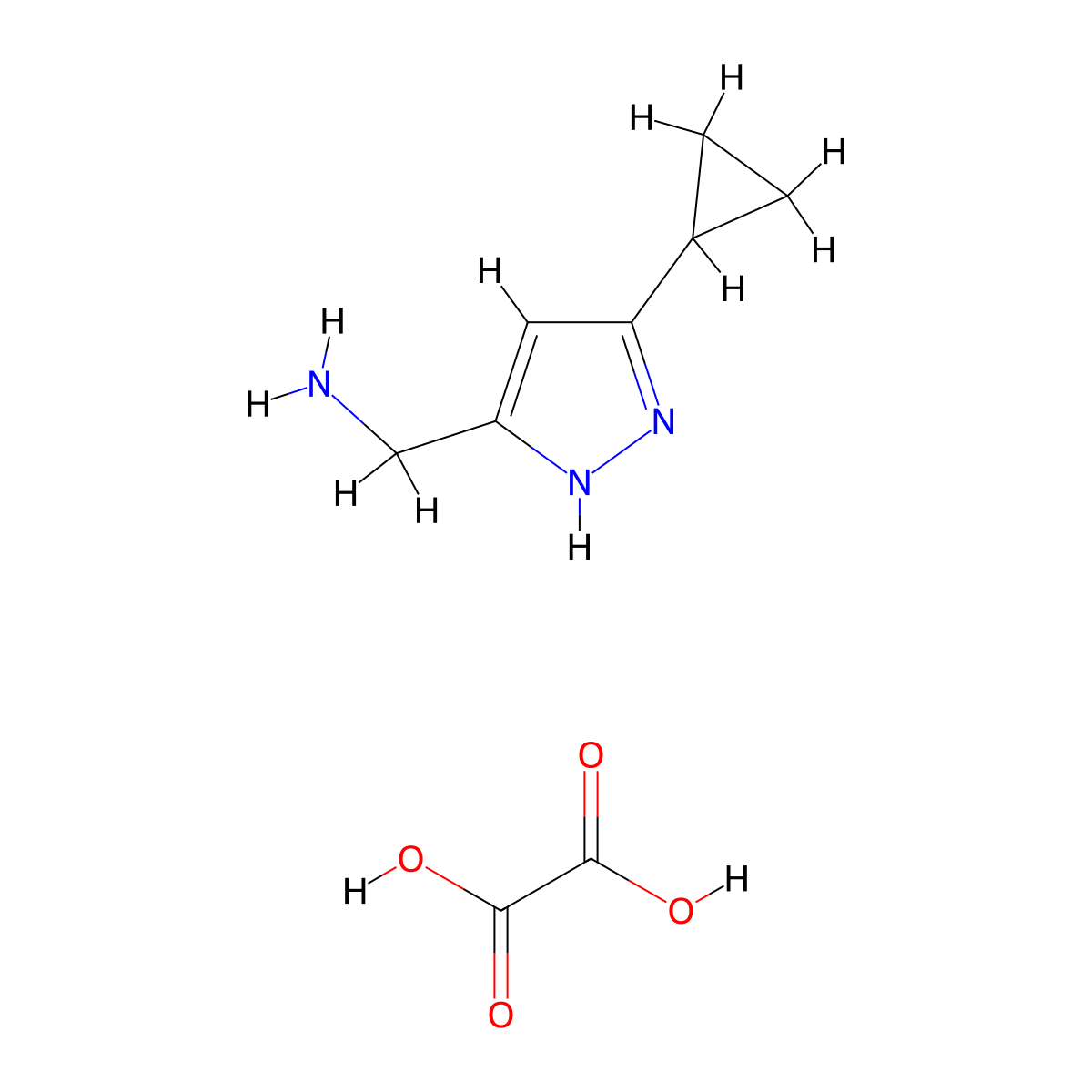 (5-Cyclopropyl-1H-pyrazol-3-yl)methanamine oxalate molecular structure, CAS 1078155-13-1