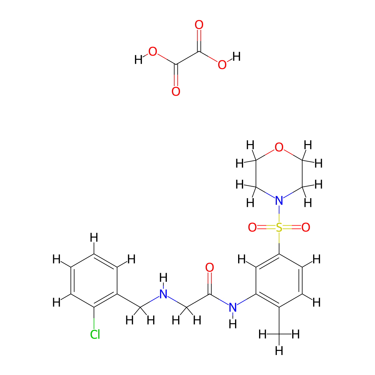 2-{[(2-chlorophenyl)methyl]amino}-N-[2-methyl-5-(morpholine-4-sulfonyl)phenyl]acetamide, oxalic acid molecular structure, CAS 1078160-54-9