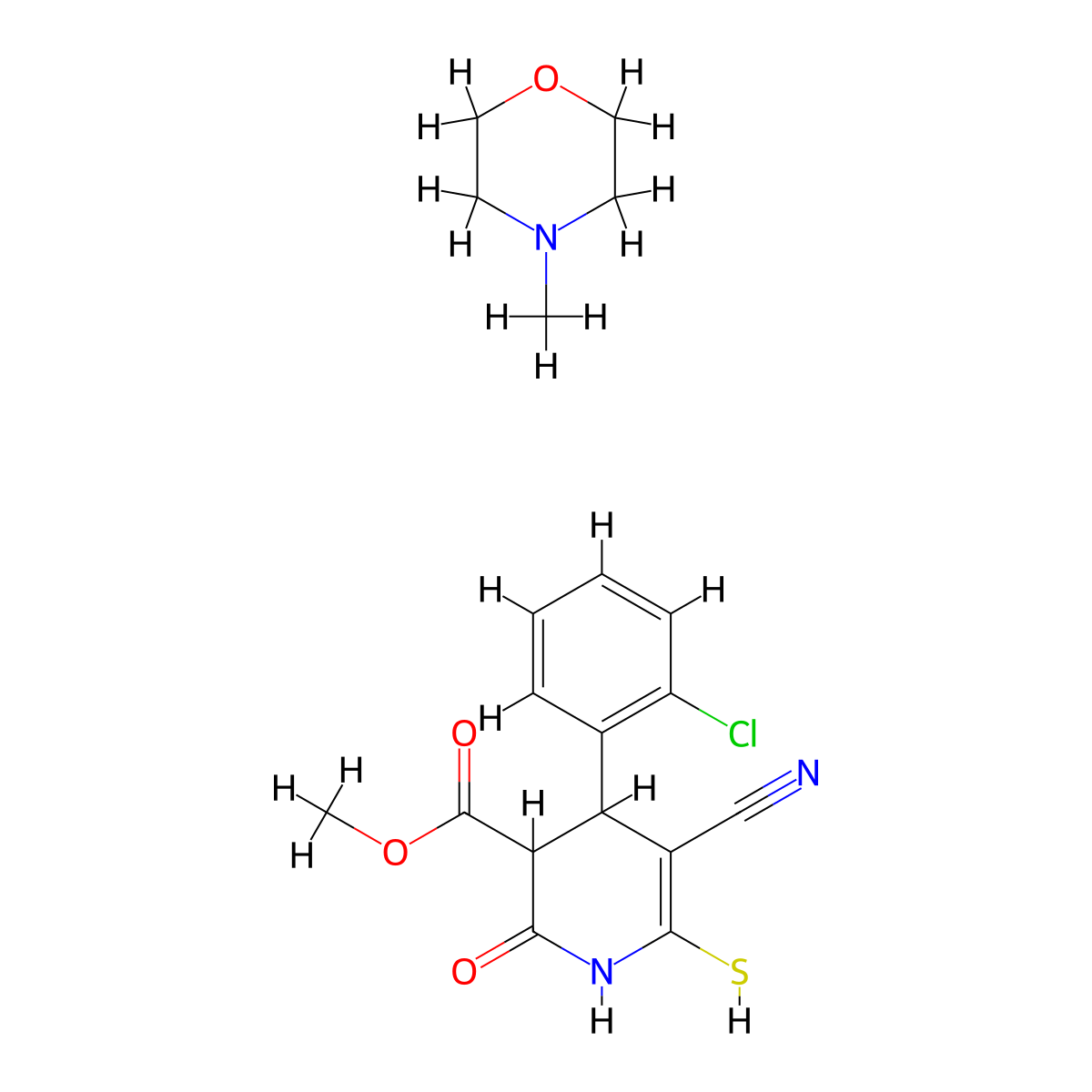 4-Methylmorpholine methyl 4-(2-chlorophenyl)-5-cyano-2-oxo-6-sulfanyl-1,2,3,4-tetrahydropyridine-3-carboxylate molecular structure, CAS 1078161-58-6