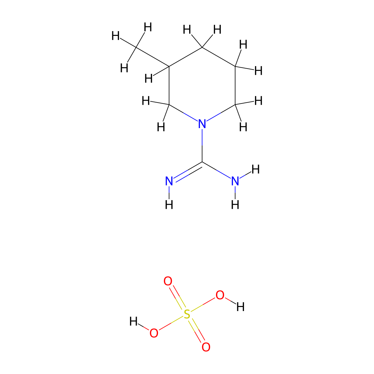 3-Methylpiperidine-1-carboximidamide; sulfuric acid molecular structure, CAS 1078161-65-5