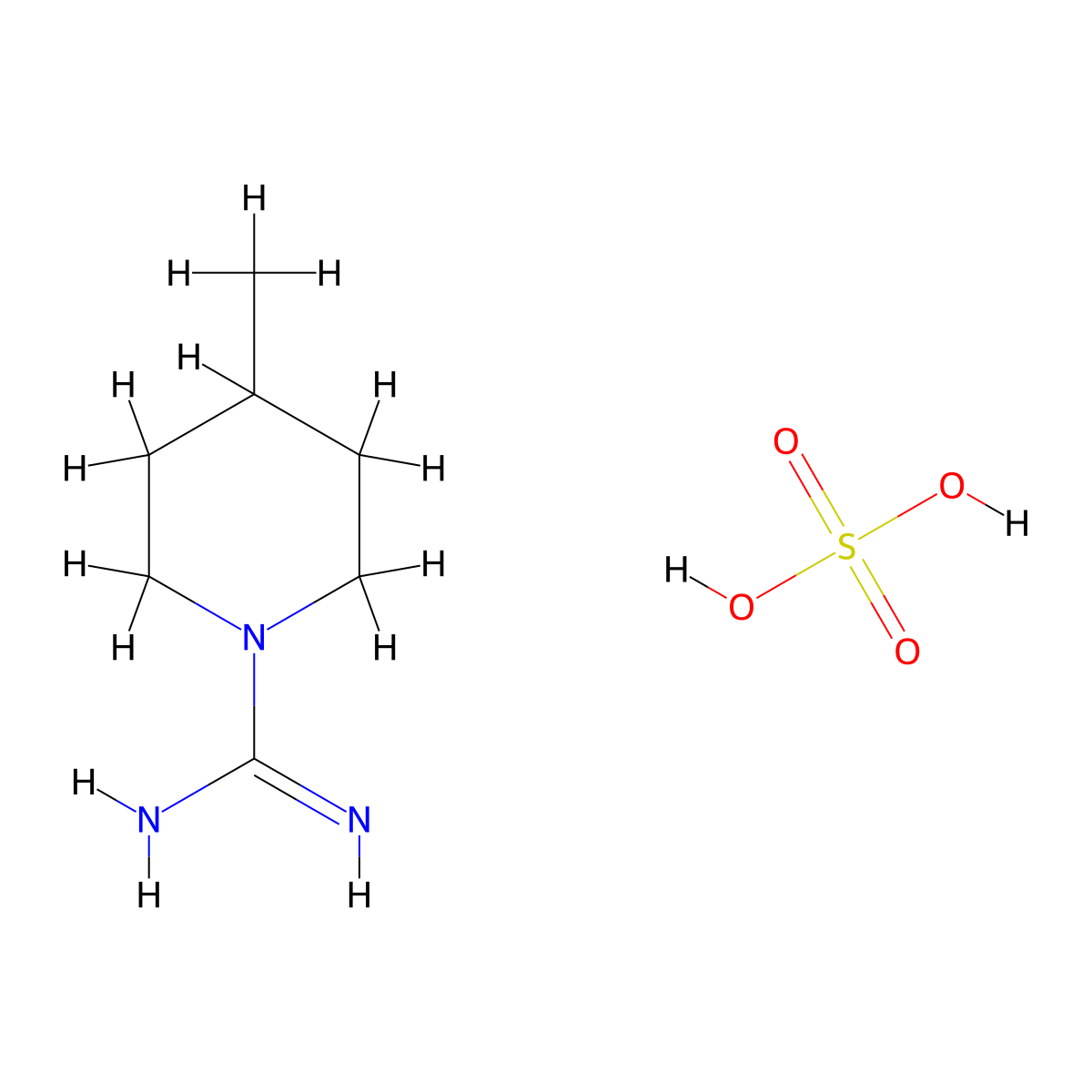 4-Methylpiperidine-1-carboximidamide; sulfuric acid molecular structure, CAS 1078161-67-7