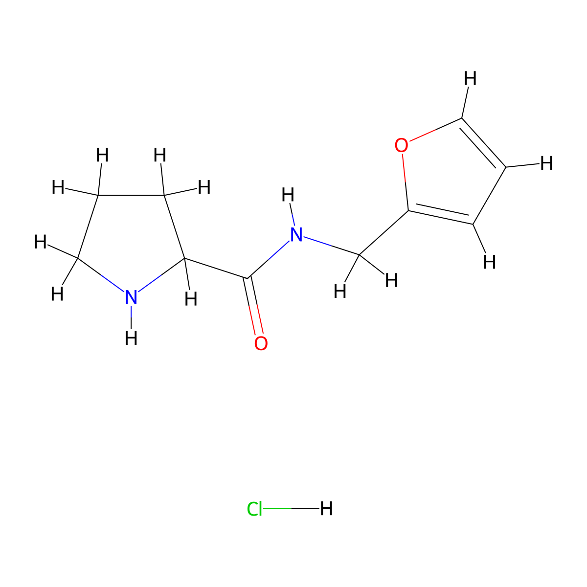 N-(furan-2-ylmethyl)pyrrolidine-2-carboxamide hydrochloride molecular structure, CAS 1078162-92-1