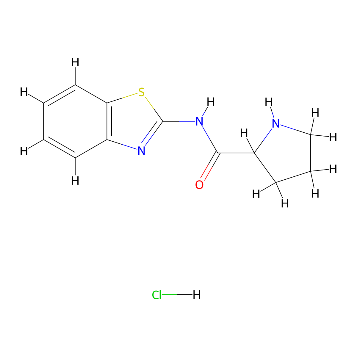 N-(1,3-benzothiazol-2-yl)pyrrolidine-2-carboxamide hydrochloride molecular structure, CAS 1078162-93-2