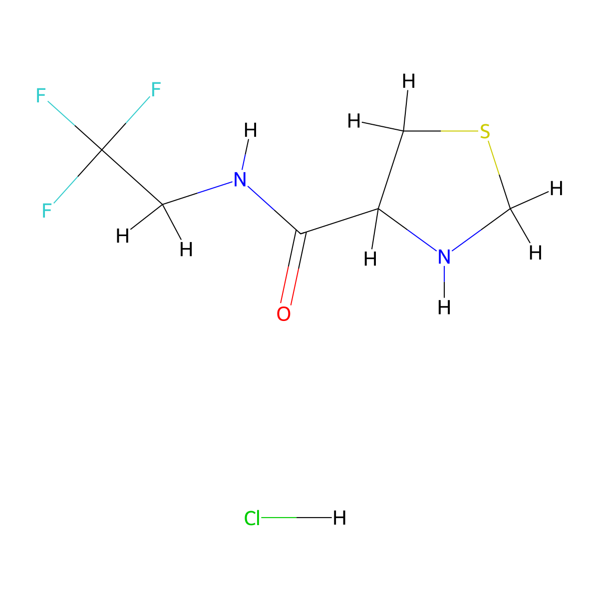 N-(2,2,2-trifluoroethyl)-1,3-thiazolidine-4-carboxamide hydrochloride molecular structure, CAS 1078162-94-3