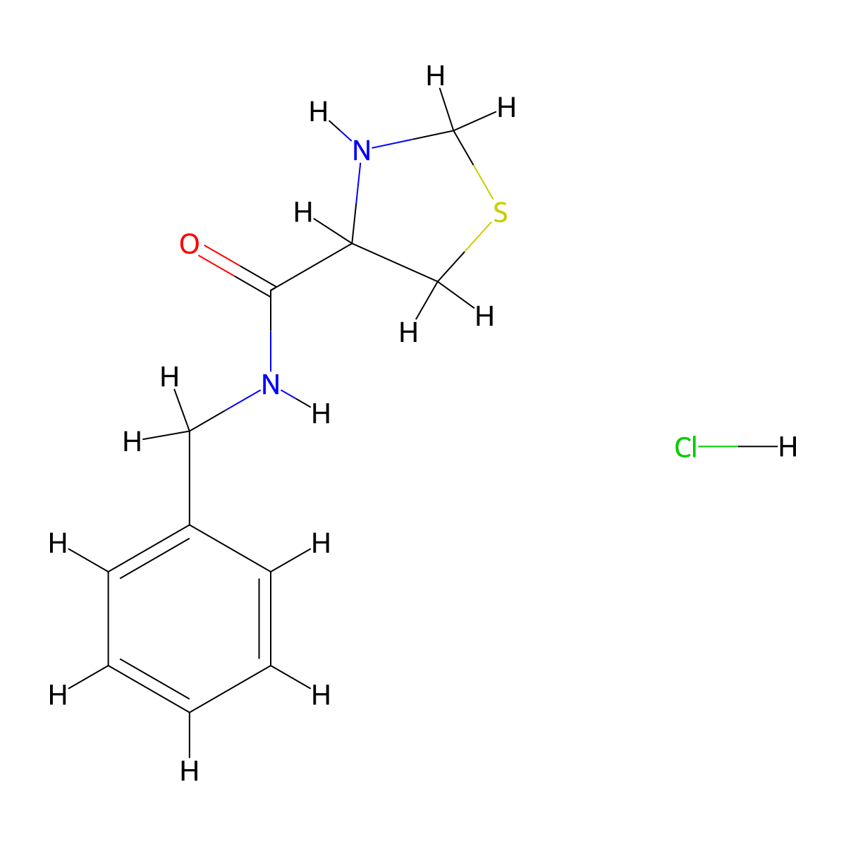 N-benzyl-1,3-thiazolidine-4-carboxamide hydrochloride molecular structure, CAS 1078162-99-8