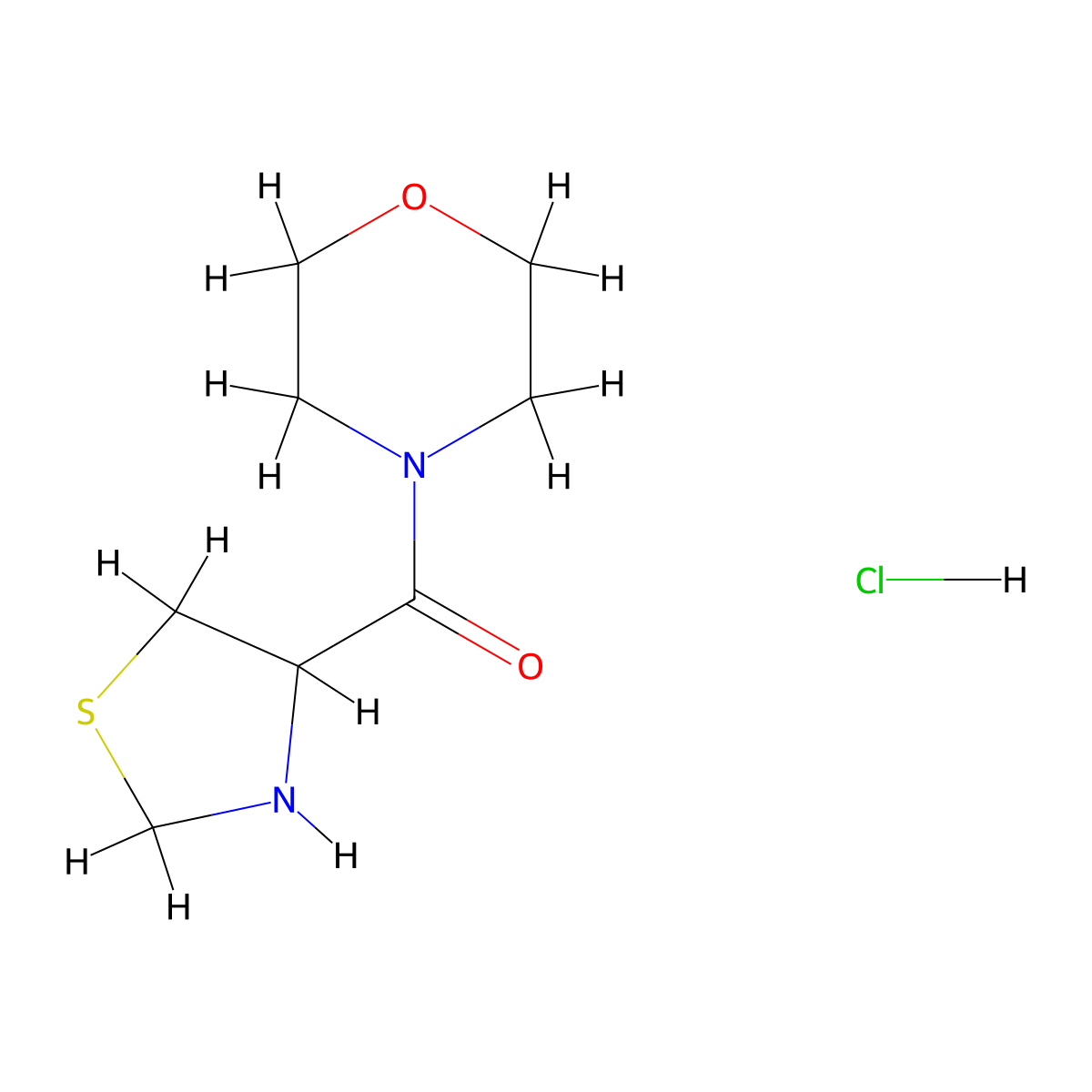 4-(1,3-Thiazolidine-4-carbonyl)morpholine hydrochloride molecular structure, CAS 1078163-18-4