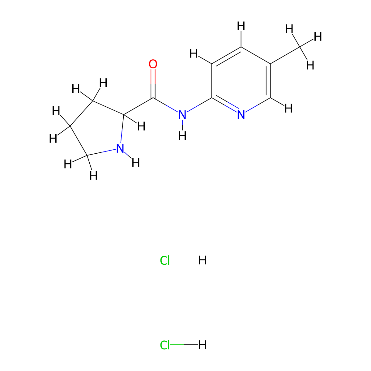 N-(5-methylpyridin-2-yl)pyrrolidine-2-carboxamide dihydrochloride molecular structure, CAS 1078163-19-5