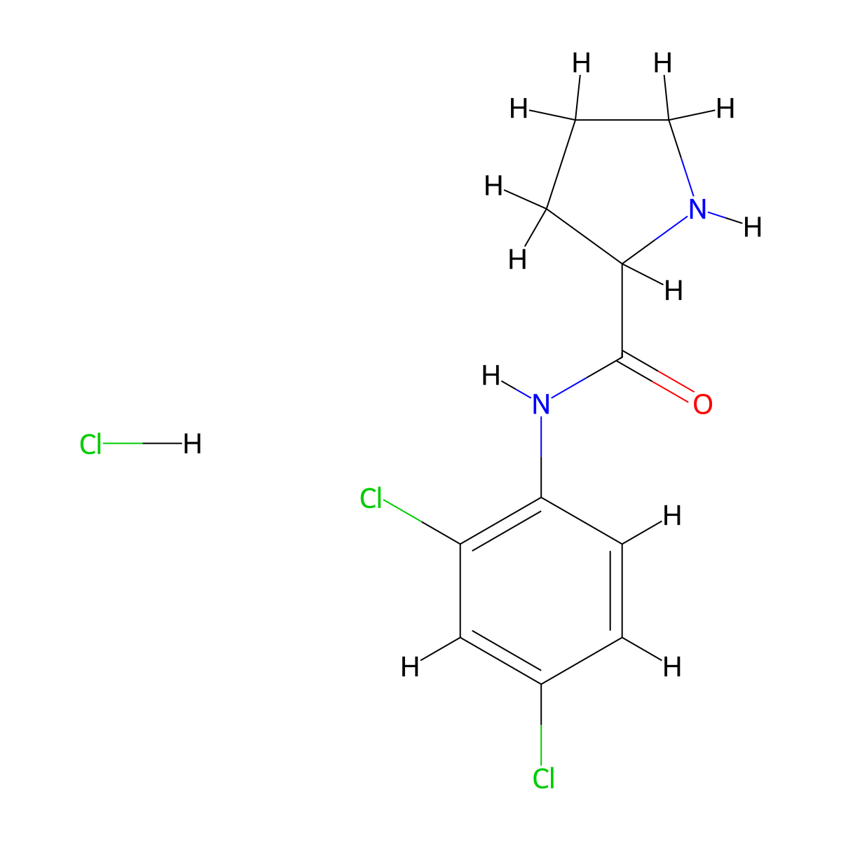 N-(2,4-dichlorophenyl)pyrrolidine-2-carboxamide hydrochloride molecular structure, CAS 1078163-21-9
