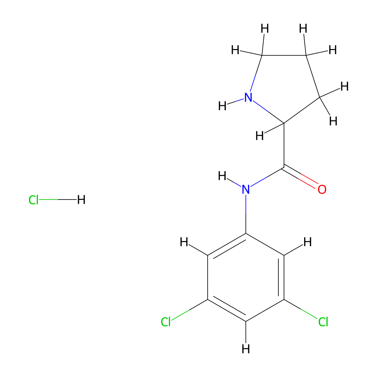 N-(3,5-dichlorophenyl)pyrrolidine-2-carboxamide hydrochloride molecular structure, CAS 1078163-22-0