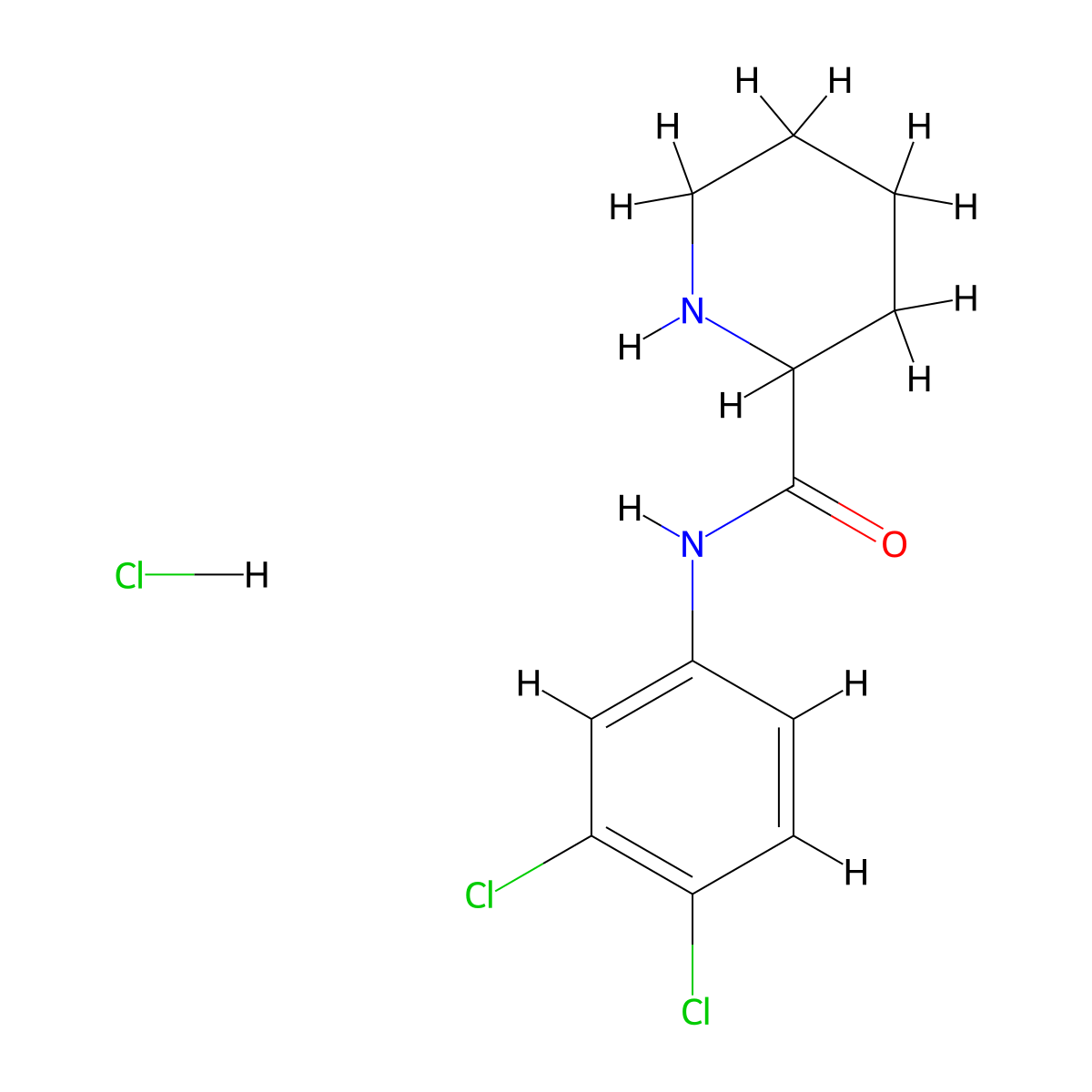 N-(3,4-dichlorophenyl)piperidine-2-carboxamide hydrochloride molecular structure, CAS 1078163-24-2