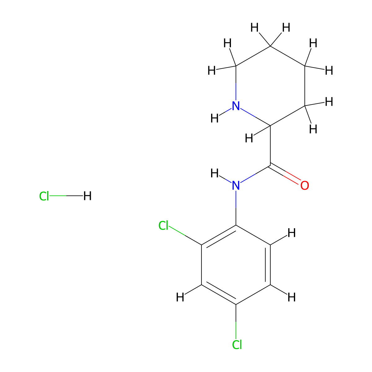 N-(2,4-dichlorophenyl)piperidine-2-carboxamide hydrochloride molecular structure, CAS 1078163-25-3