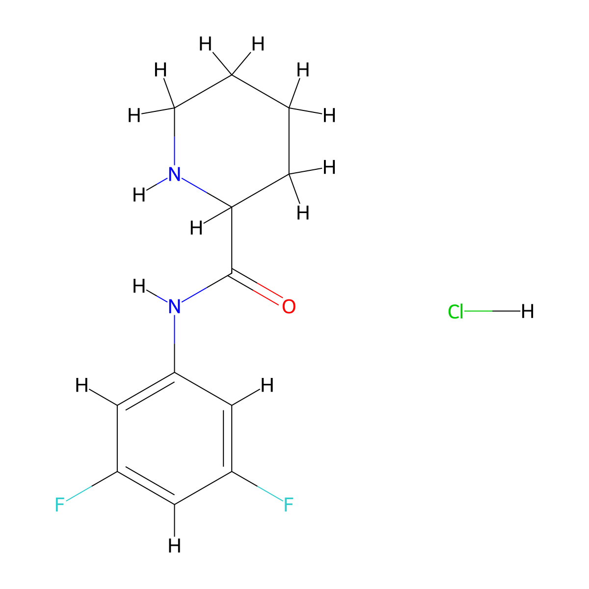 N-(3,5-difluorophenyl)piperidine-2-carboxamide hydrochloride molecular structure, CAS 1078163-26-4