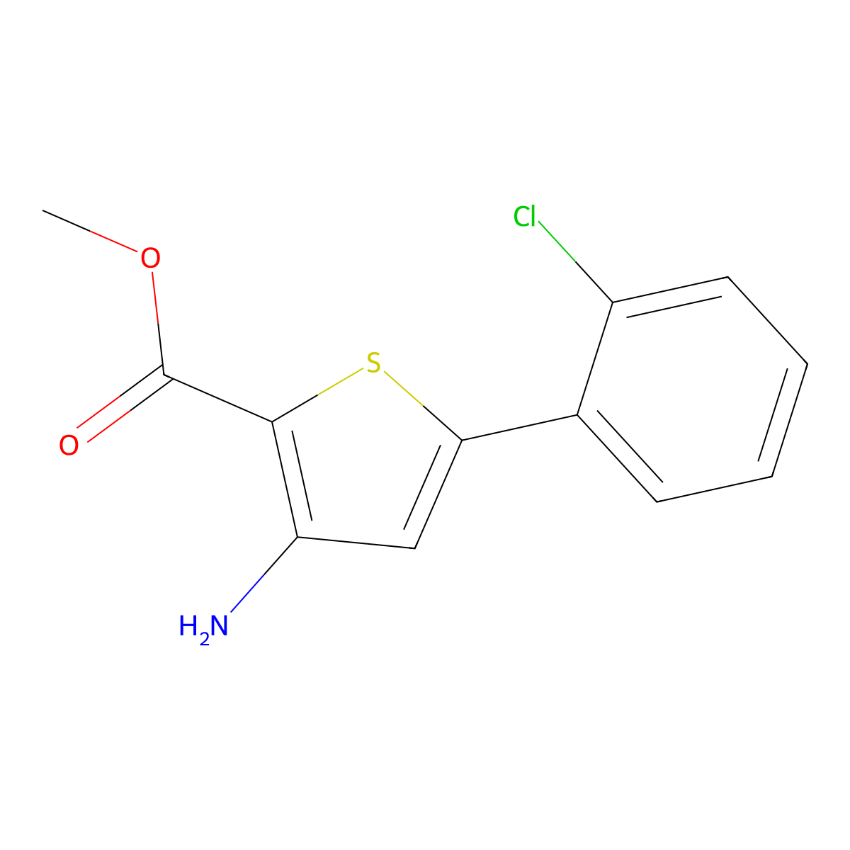 Methyl 3-amino-5-(2-chlorophenyl)thiophene-2-carboxylate molecular structure, CAS 107818-29-1
