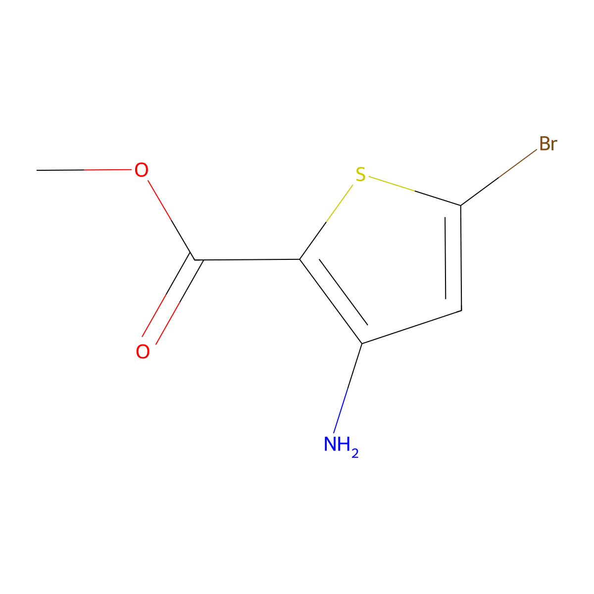 Methyl 3-amino-5-bromothiophene-2-carboxylate molecular structure, CAS 107818-55-3