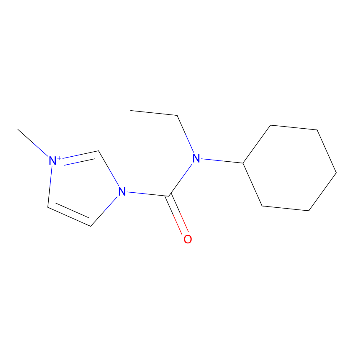 3-(Cyclohexyl(ethyl)carbamoyl)-1-methyl-1H-imidazol-3-ium molecular structure, CAS 1078203-94-7