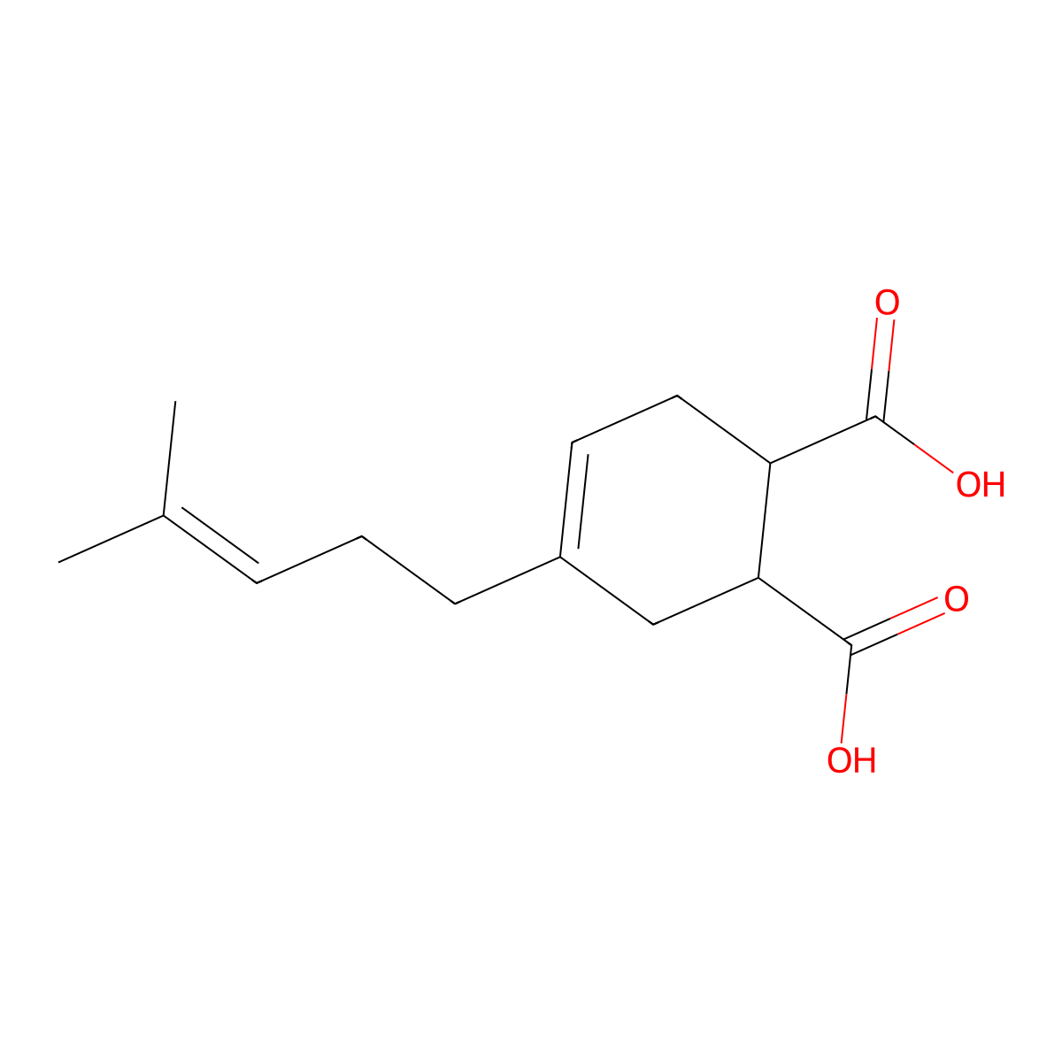 4-(4-Methylpent-3-enyl)cyclohex-4-ene-1,2-dicarboxylic acid molecular structure, CAS 107821-52-3