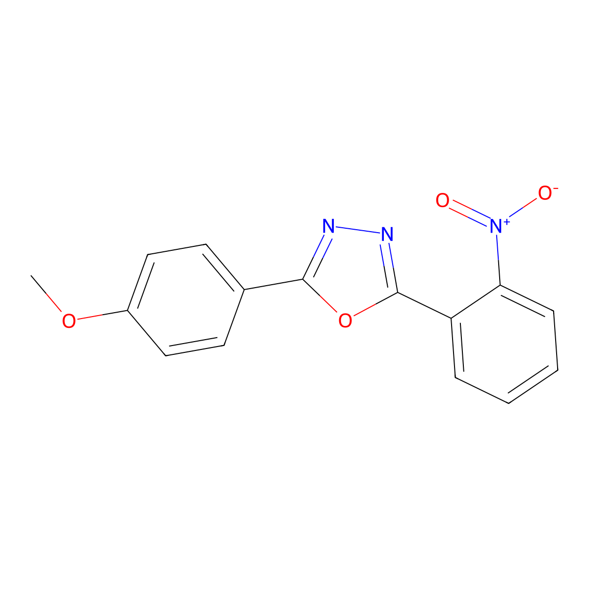 2-(4-Methoxyphenyl)-5-(2-nitrophenyl)-1,3,4-oxadiazole molecular structure, CAS 107821-64-7