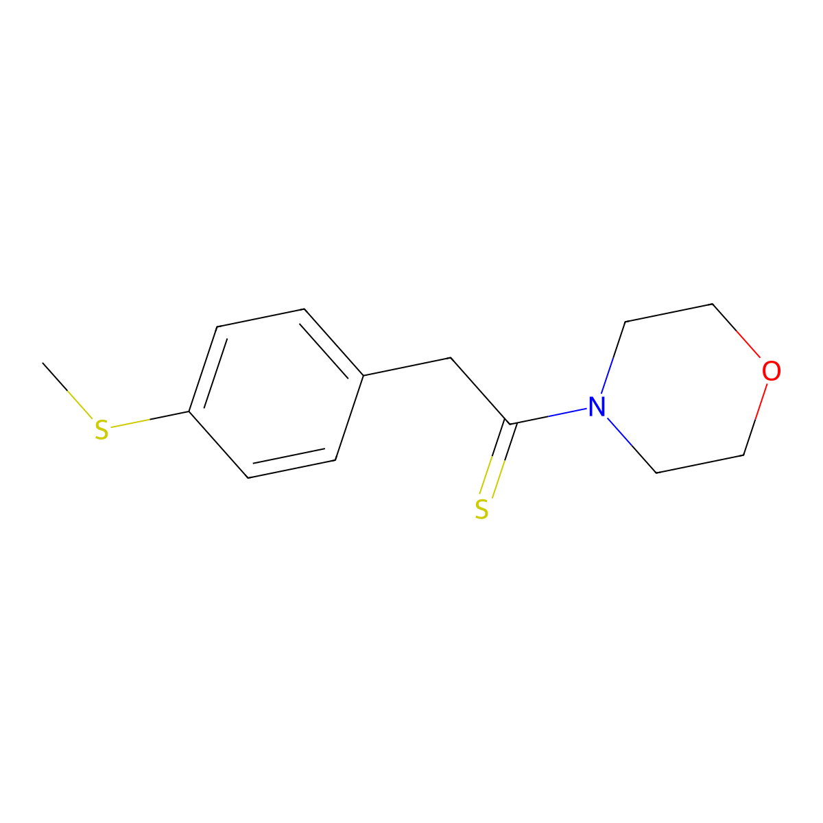 Morpholine, 4-[2-[4-(methylthio)phenyl]-1-thioxoethyl]- molecular structure, CAS 107825-28-5