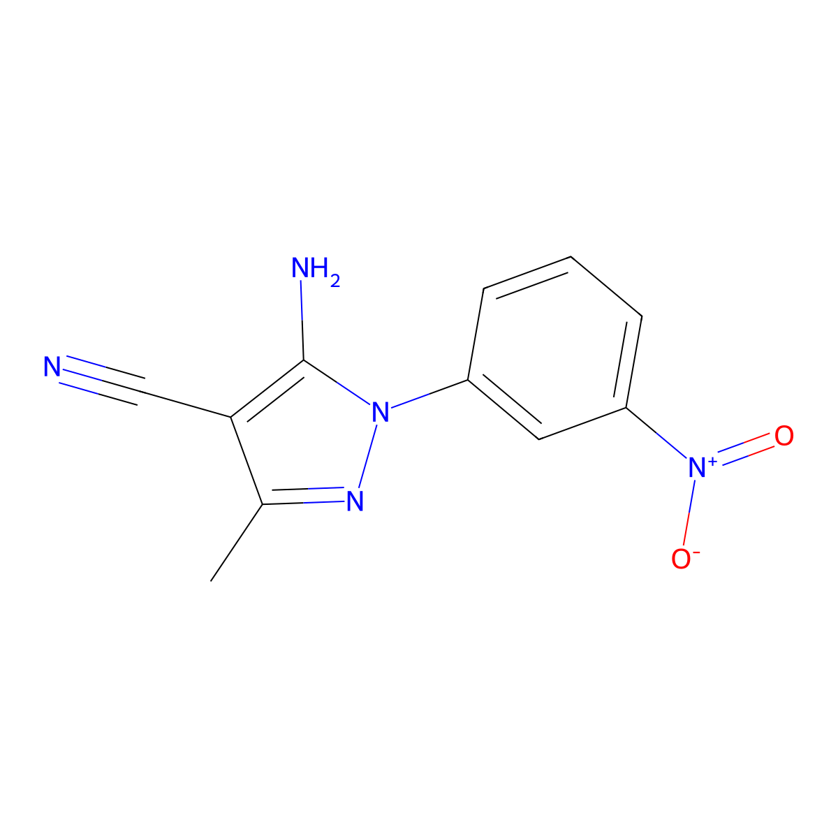 5-Amino-3-methyl-1-(3-nitrophenyl)-1H-pyrazole-4-carbonitrile molecular structure, CAS 107842-58-0