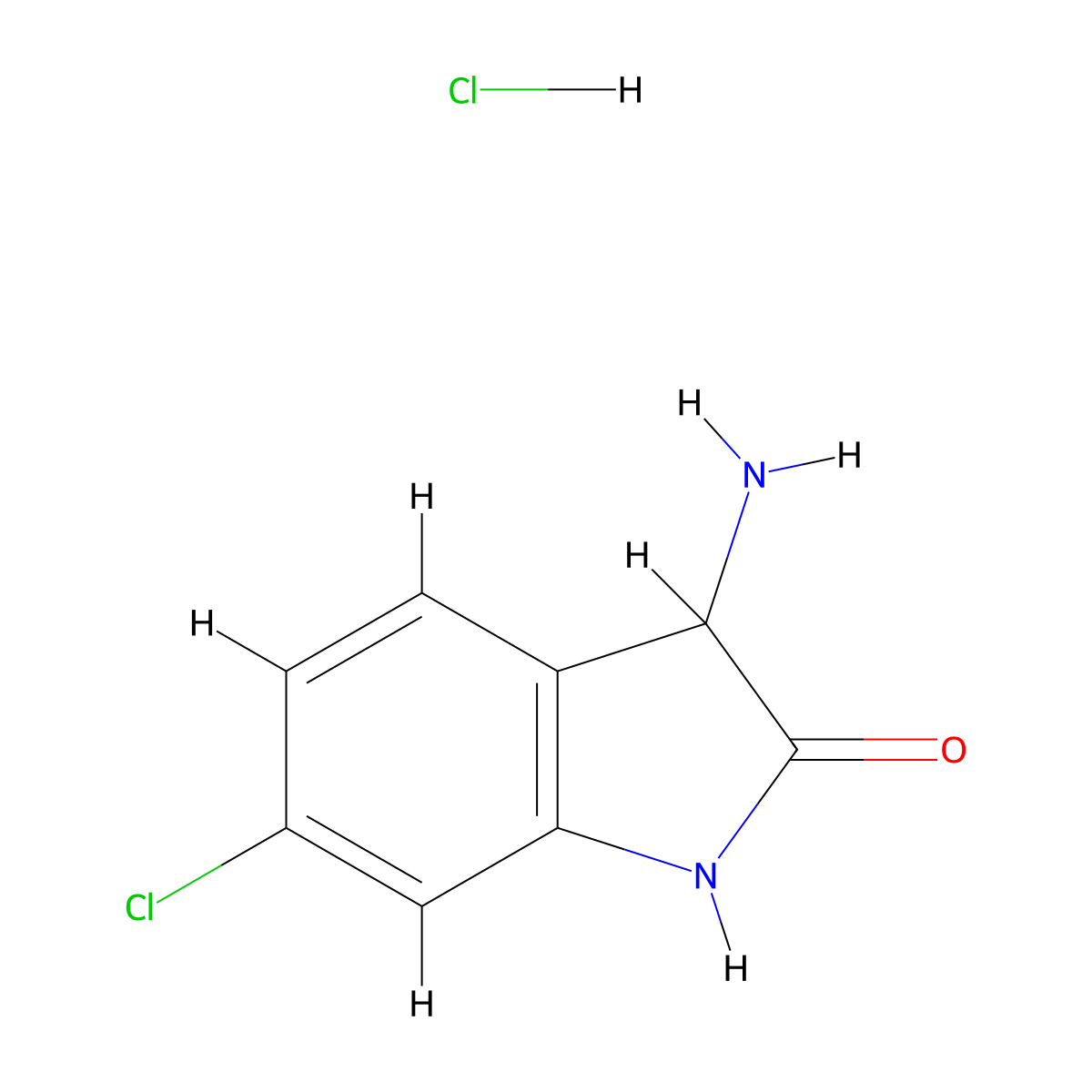 3-amino-6-chloro-2,3-dihydro-1H-indol-2-one hydrochloride molecular structure, CAS 1078566-89-8