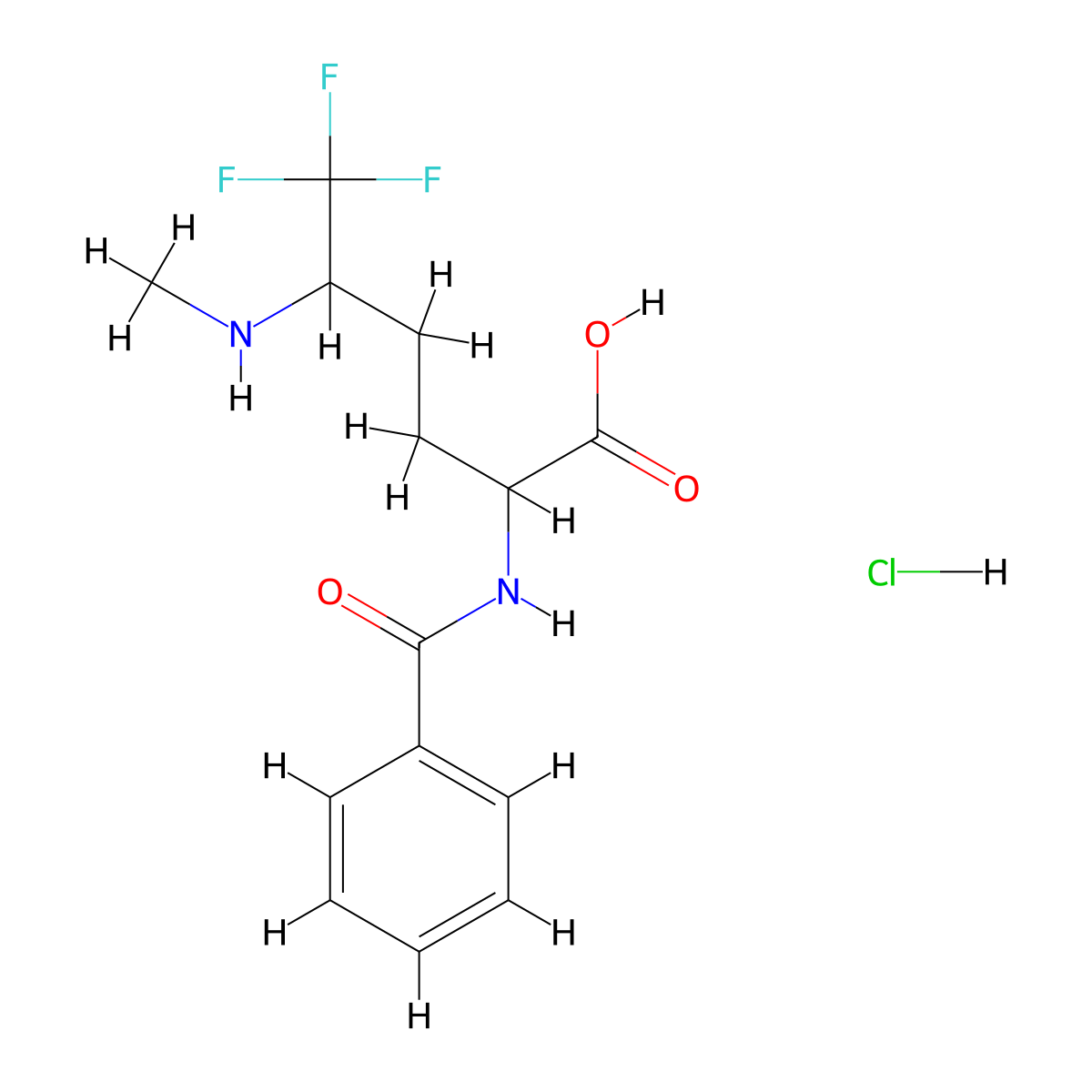 6,6,6-Trifluoro-5-(methylamino)-2-(phenylformamido)hexanoic acid hydrochloride molecular structure, CAS 1078566-91-2