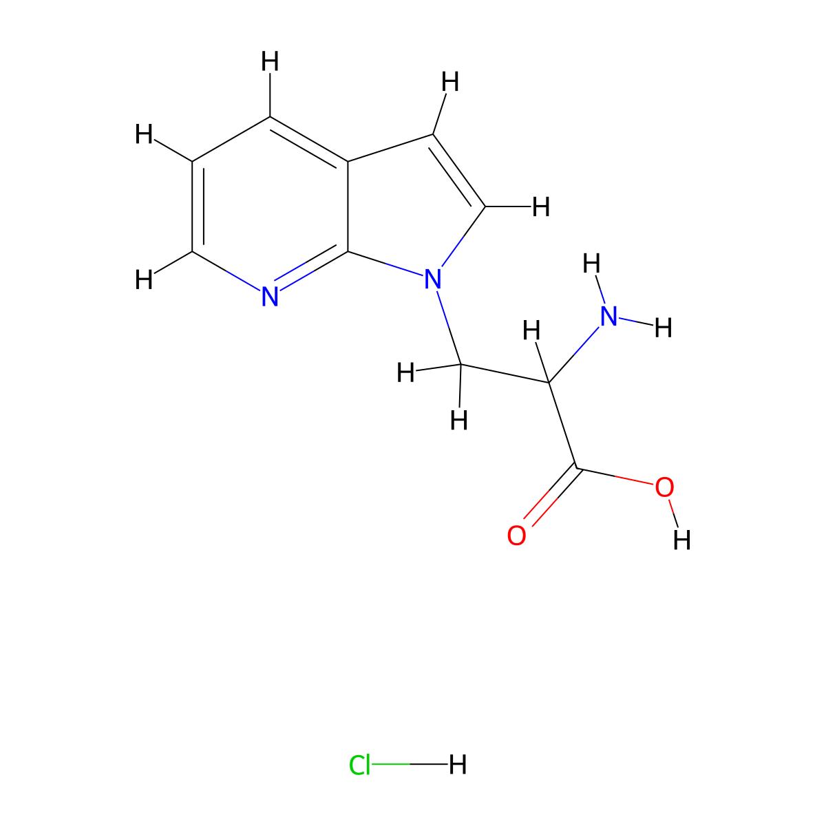 2-amino-3-{1H-pyrrolo[2,3-b]pyridin-1-yl}propanoic acid hydrochloride molecular structure, CAS 1078566-95-6