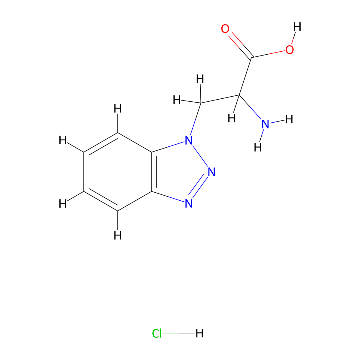 2-amino-3-(1H-1,2,3-benzotriazol-1-yl)propanoic acid hydrochloride molecular structure, CAS 1078567-01-7