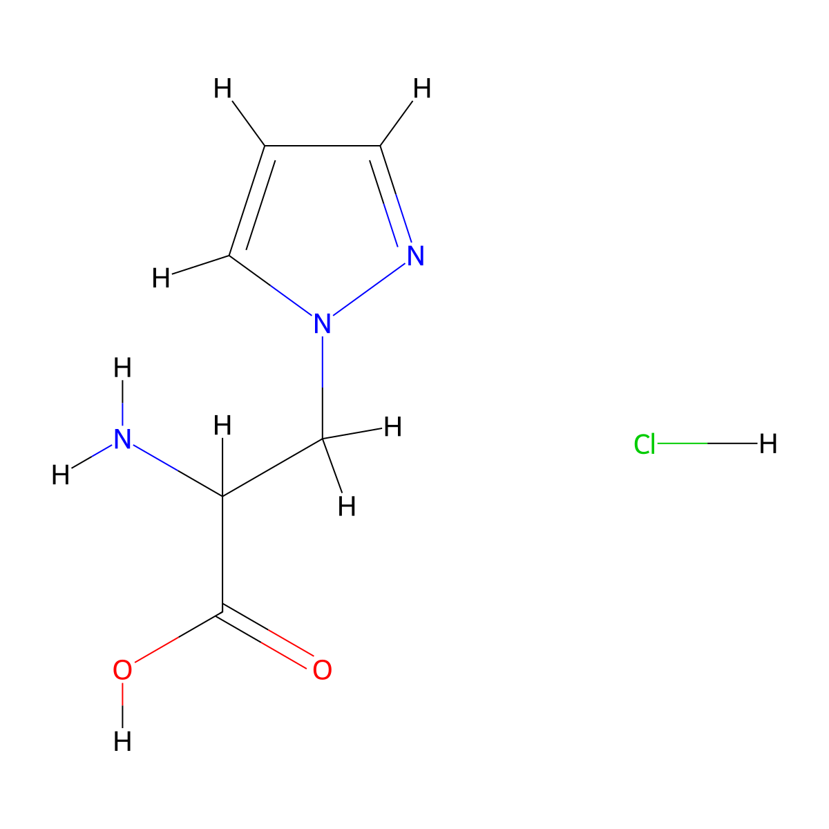 2-amino-3-(1H-pyrazol-1-yl)propanoic acid hydrochloride molecular structure, CAS 1078567-02-8