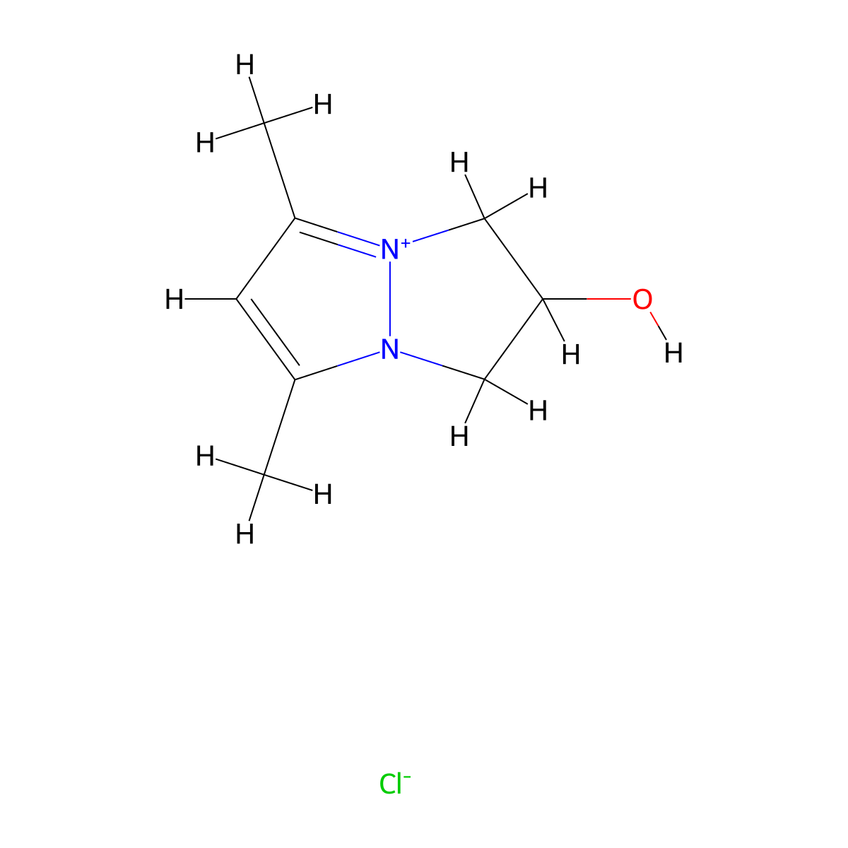 2-hydroxy-5,7-dimethyl-2,3-dihydro-1H-pyrazolo[1,2-a]pyrazol-4-ium chloride molecular structure, CAS 1078584-72-1