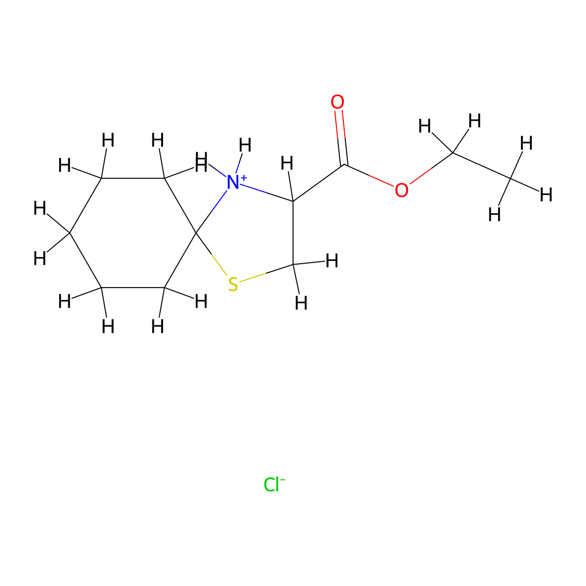 3-(Ethoxycarbonyl)-1-thia-4-azoniaspiro[4.5]decane chloride molecular structure, CAS 1078603-72-1