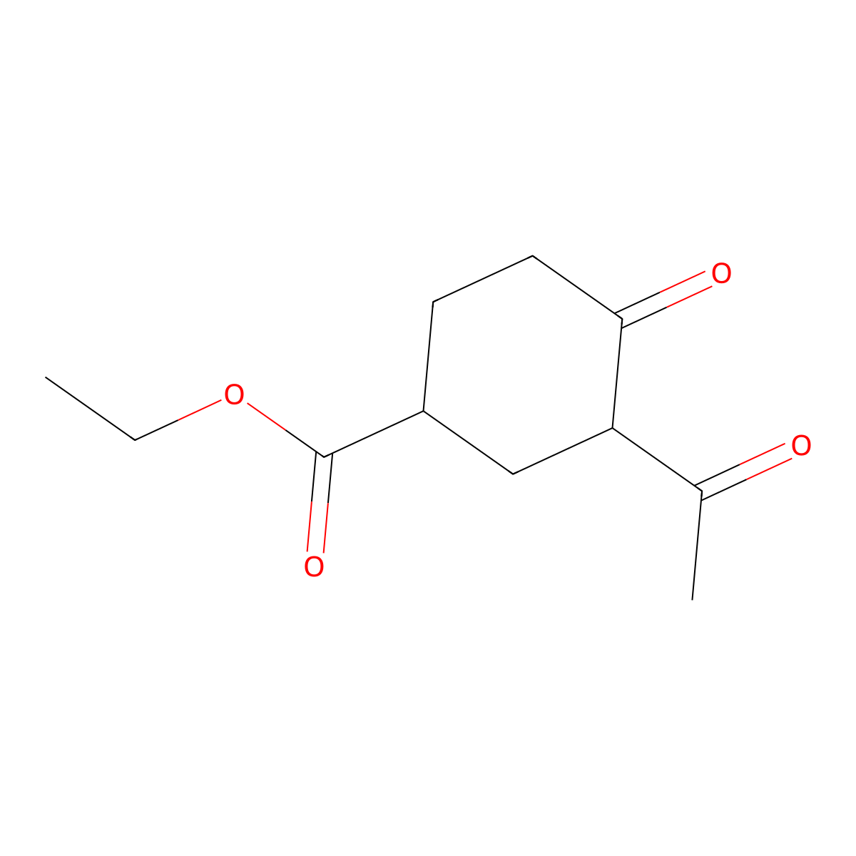 Ethyl 3-acetyl-4-oxocyclohexane-1-carboxylate molecular structure, CAS 107861-64-3