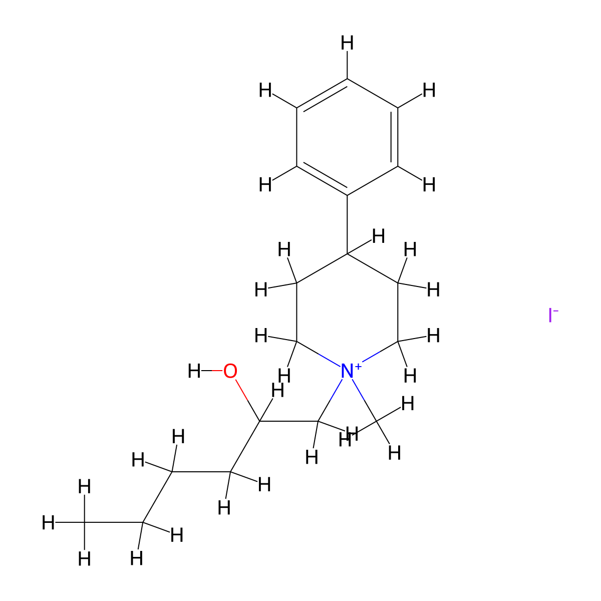 1-(2-Hydroxyhexyl)-1-methyl-4-phenylpiperidinium iodide molecular structure, CAS 1078611-26-3
