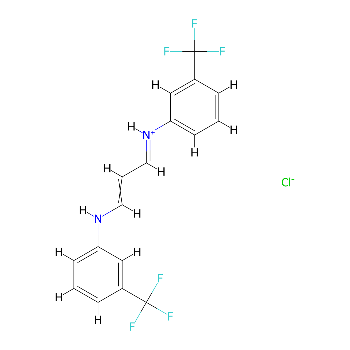 3-[3-(Trifluoromethyl)anilino]prop-2-enylidene-[3-(trifluoromethyl)phenyl]azanium chloride molecular structure, CAS 1078634-29-3