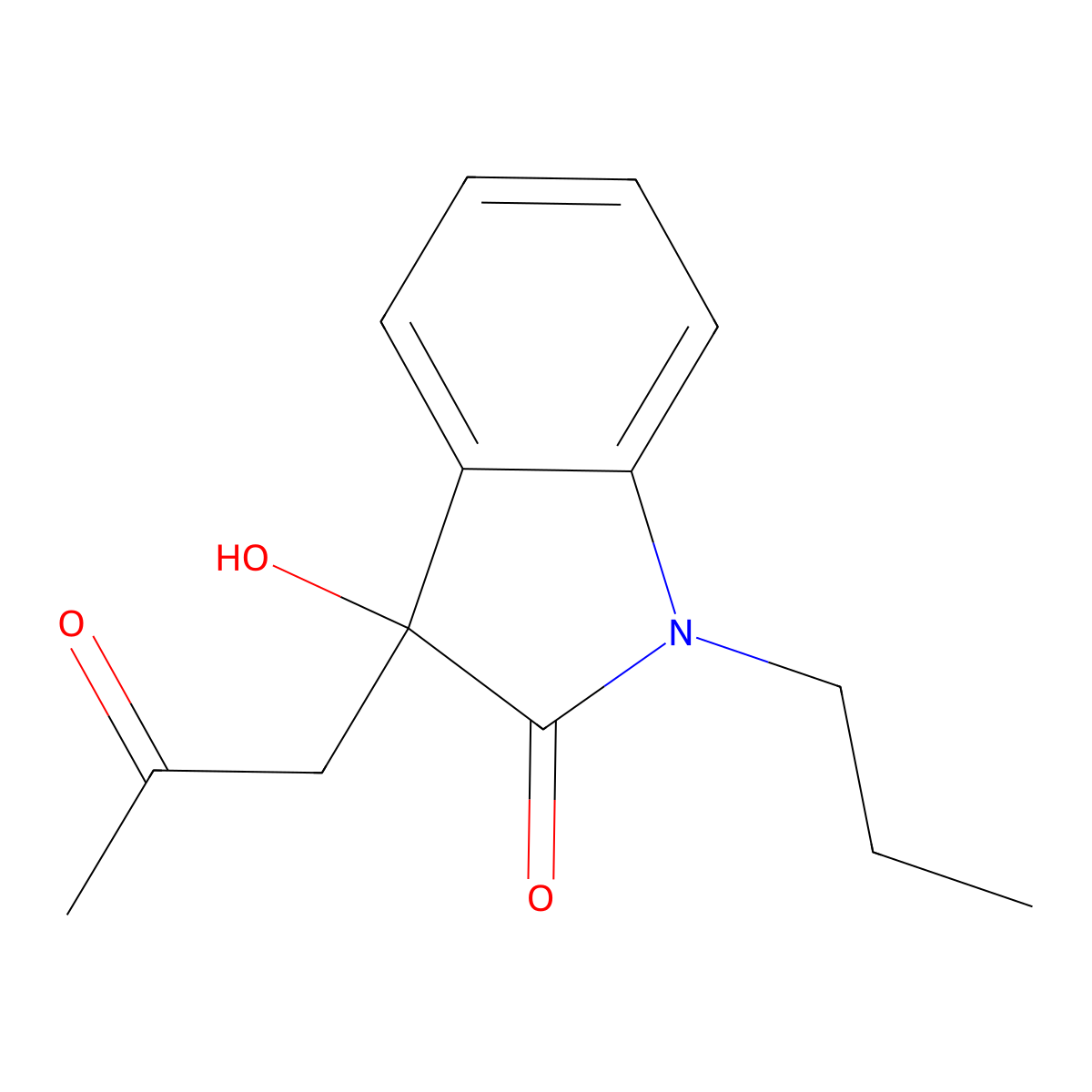 3-hydroxy-3-(2-oxopropyl)-1-propyl-1,3-dihydro-2H-indol-2-one molecular structure, CAS 107864-79-9