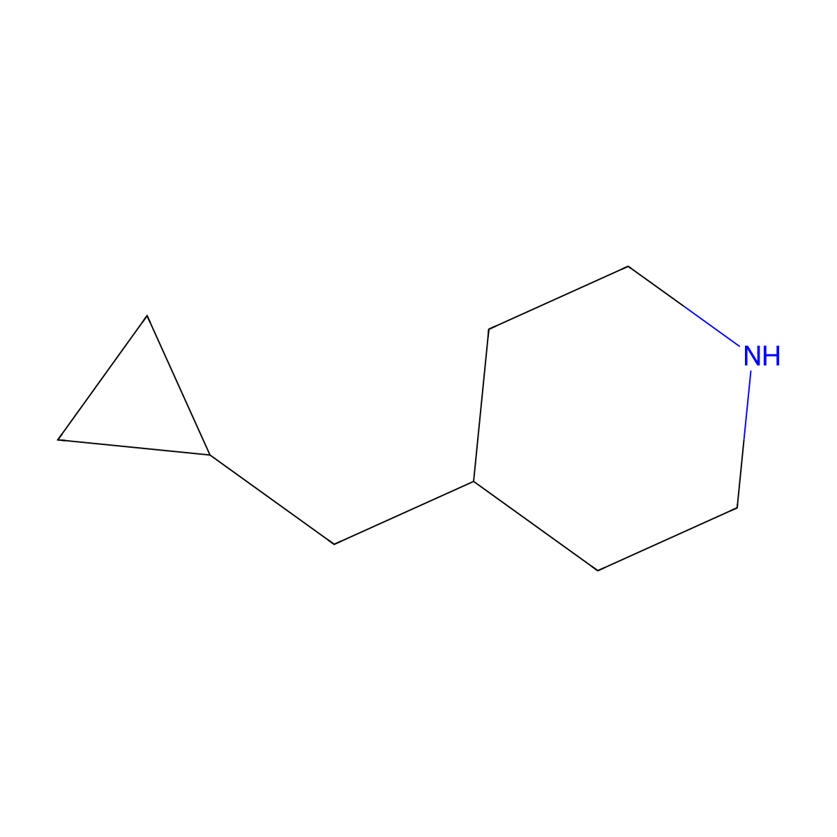4-(Cyclopropylmethyl)piperidine molecular structure, CAS 1078649-06-5