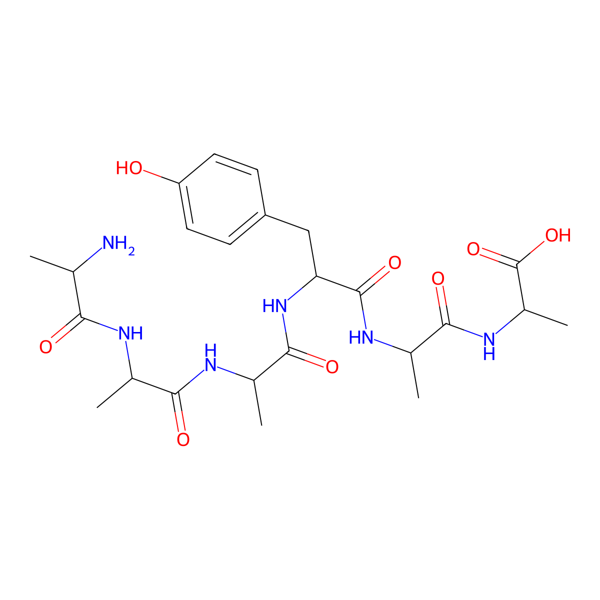 H-Ala-Ala-Ala-Tyr-Ala-Ala-OH molecular structure, CAS 107865-42-9