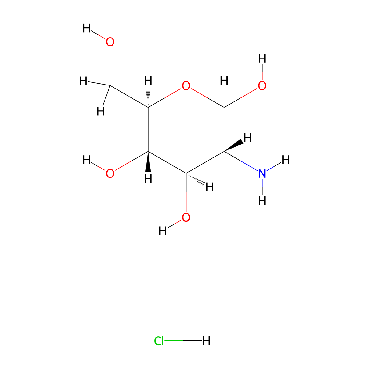 (3R,4R,5S,6R)-3-amino-6-(hydroxymethyl)oxane-2,4,5-triol hydrochloride molecular structure, CAS 1078691-95-8