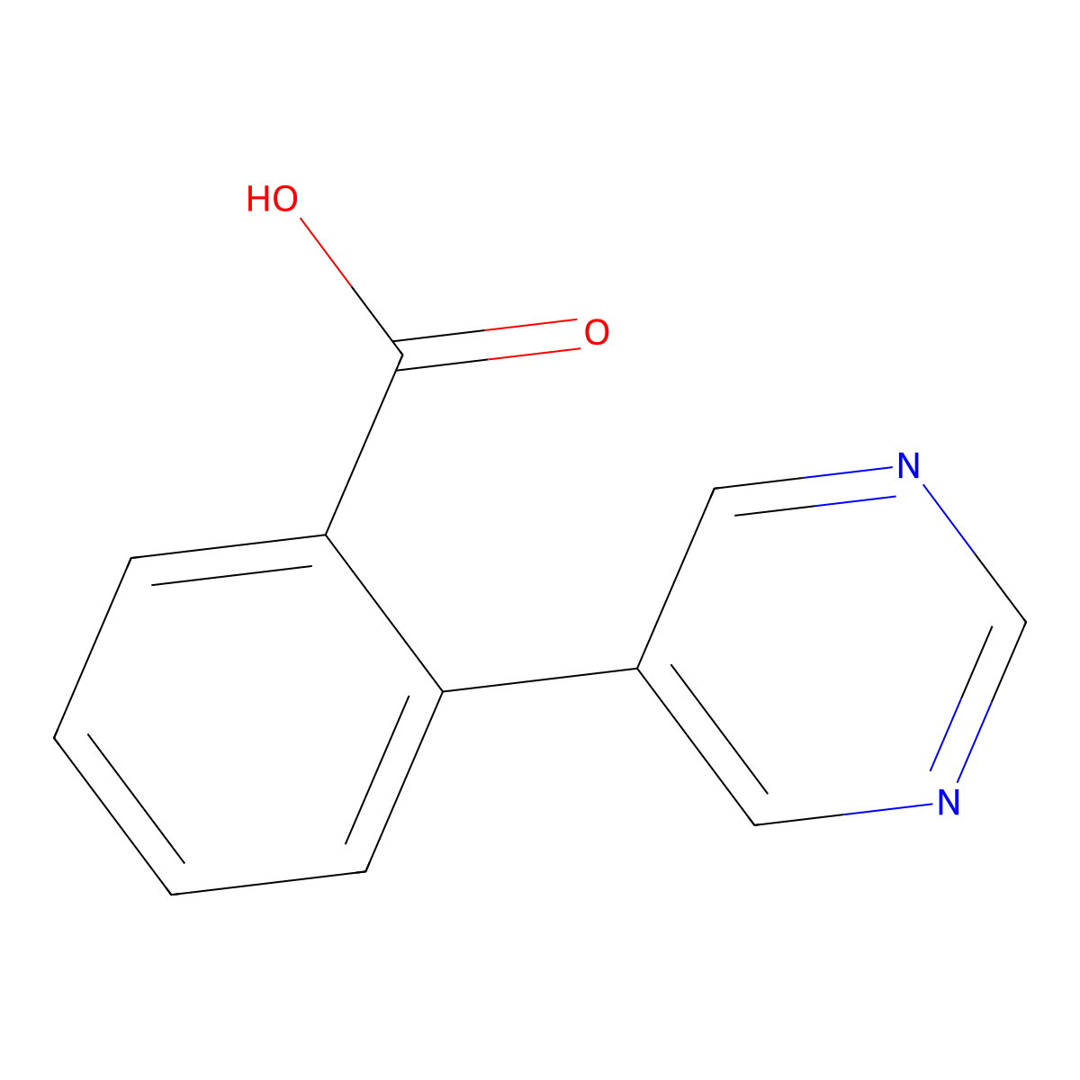 2-(Pyrimidin-5-yl)benzoic acid molecular structure, CAS 1078712-00-1