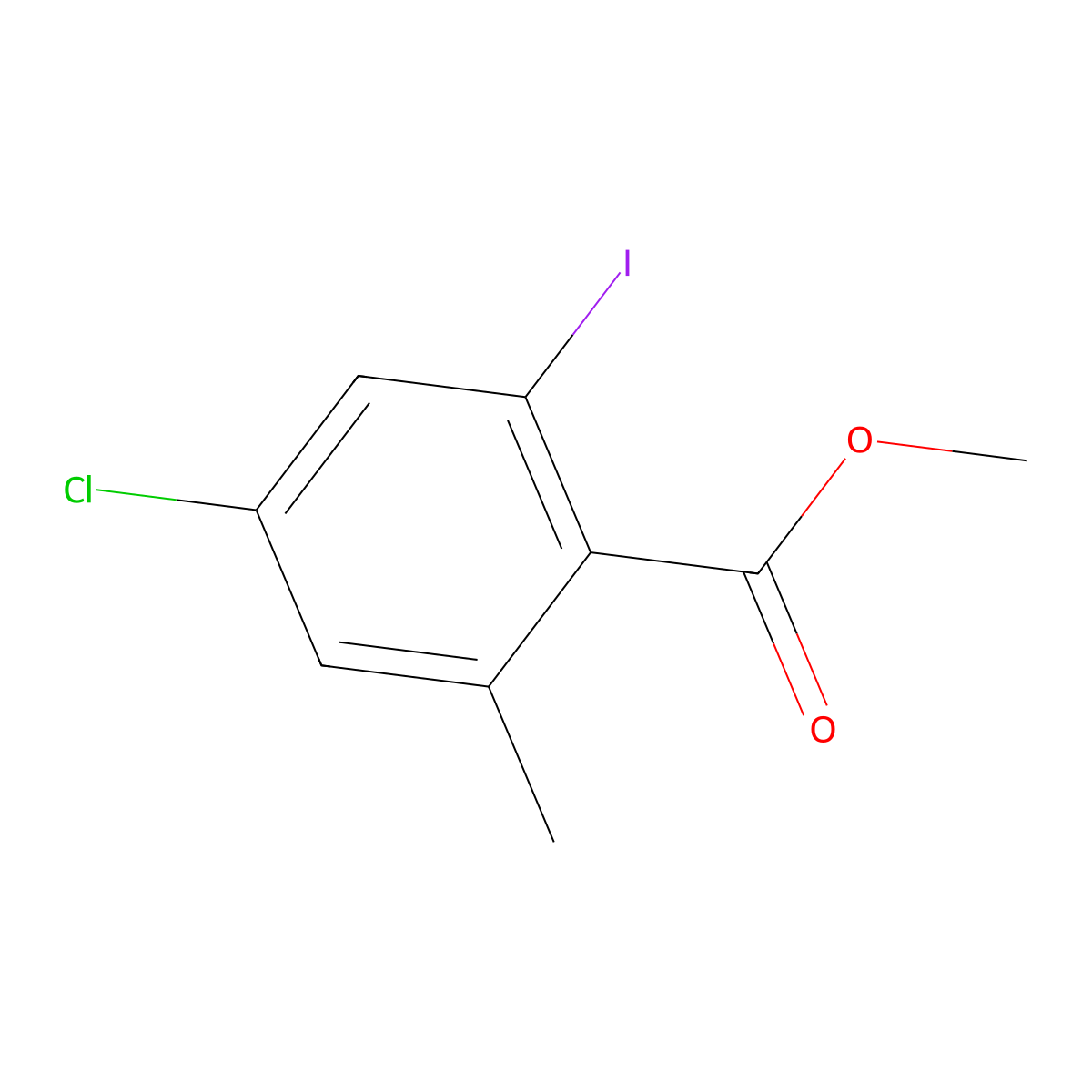 Methyl 4-chloro-2-iodo-6-methylbenzoate molecular structure, CAS 1078721-72-8