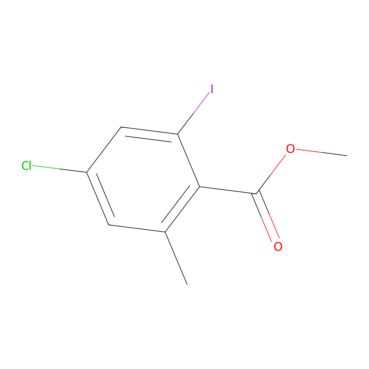 Methyl 4-chloro-2-iodo-6-methylbenzoate molecular structure, CAS 1078721-72-8