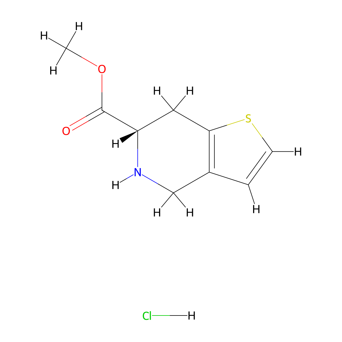 Methyl (S)-4,5,6,7-tetrahydrothieno[3,2-C]pyridine-6-carboxylate hcl molecular structure, CAS 107877-77-0
