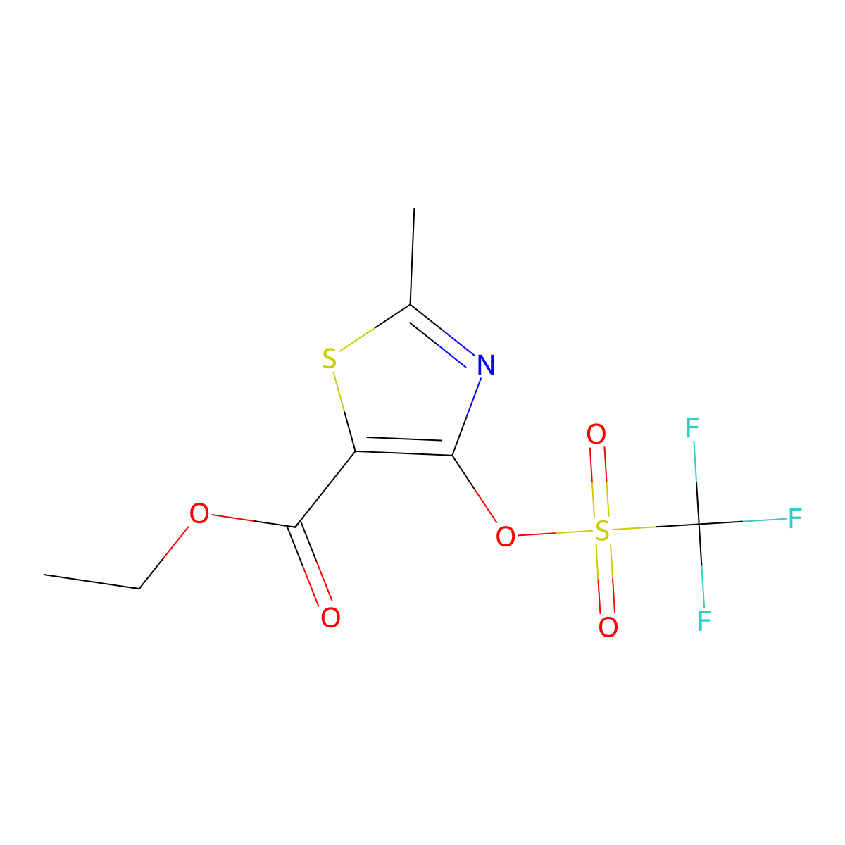 2-Methyl-4-(trifluoromethanesulfonyloxy)thiazole-5-carboxylic acid ethyl ester molecular structure, CAS 1078789-16-8