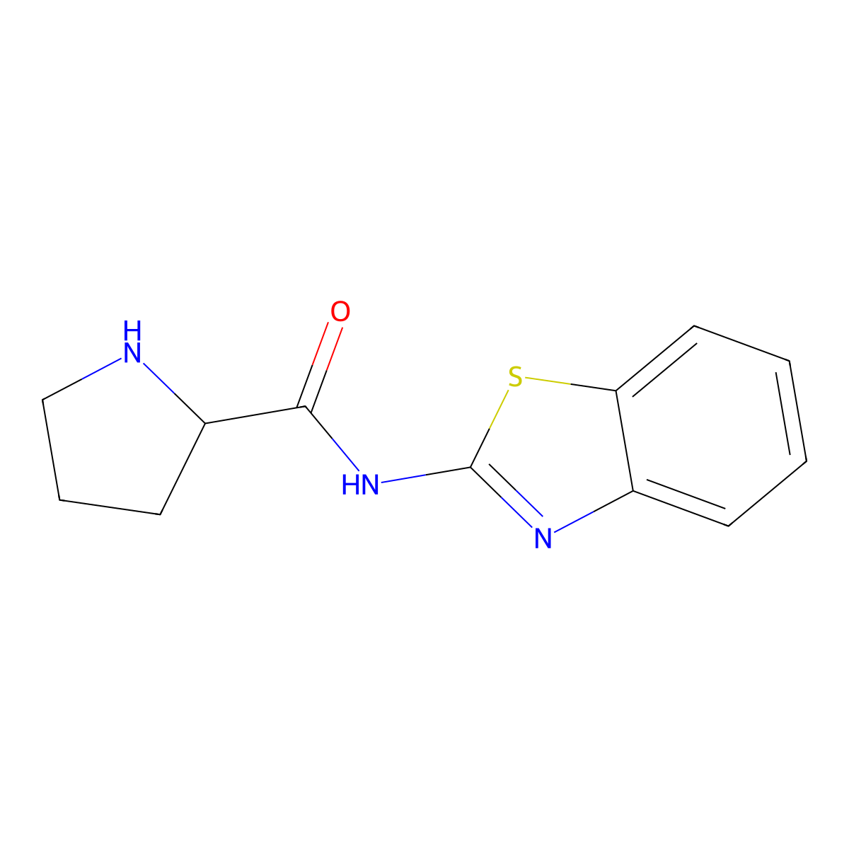N-(1,3-benzothiazol-2-yl)pyrrolidine-2-carboxamide molecular structure, CAS 1078791-18-0